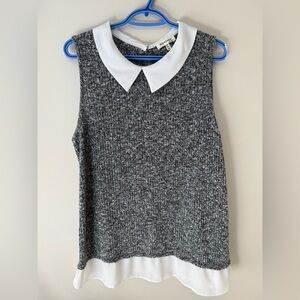 Monteau Black and White Collared Vest Top
